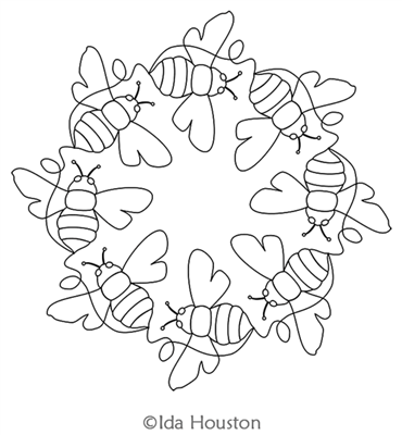 Quilting Bee Wreath 3 by Ida Houston. This image demonstrates how this computerized pattern will stitch out once loaded on your robotic quilting system. A full page pdf is included with the design download.