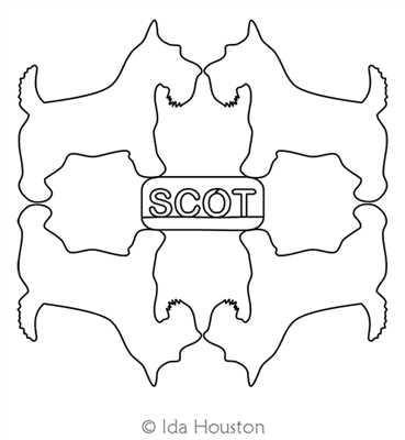 Scottie Block 2 by Ida Houston. This image demonstrates how this computerized pattern will stitch out once loaded on your robotic quilting system. A full page pdf is included with the design download.