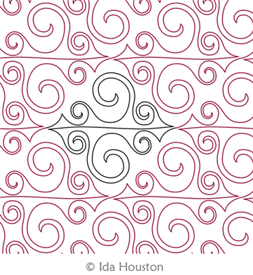 Sea Swirls Panto by Ida Houston. This image demonstrates how this computerized pattern will stitch out once loaded on your robotic quilting system. A full page pdf is included with the design download.