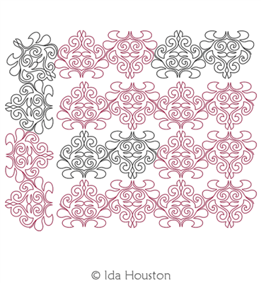 Spades Border and Corner by Ida Houston. This image demonstrates how this computerized pattern will stitch out once loaded on your robotic quilting system. A full page pdf is included with the design download.
