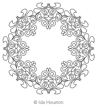 Spades Wreath by Ida Houston. This image demonstrates how this computerized pattern will stitch out once loaded on your robotic quilting system. A full page pdf is included with the design download.