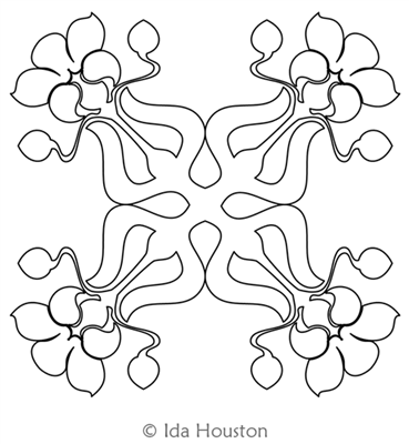 Spring Has Arrived Block by Ida Houston. This image demonstrates how this computerized pattern will stitch out once loaded on your robotic quilting system. A full page pdf is included with the design download.