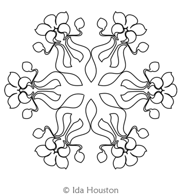 Spring Has Arrived Hex by Ida Houston. This image demonstrates how this computerized pattern will stitch out once loaded on your robotic quilting system. A full page pdf is included with the design download.