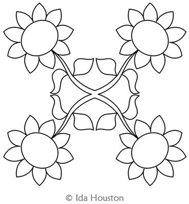 Sunflower Block 2 by Ida Houston. This image demonstrates how this computerized pattern will stitch out once loaded on your robotic quilting system. A full page pdf is included with the design download.