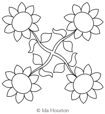 Sunflower Block by Ida Houston. This image demonstrates how this computerized pattern will stitch out once loaded on your robotic quilting system. A full page pdf is included with the design download.