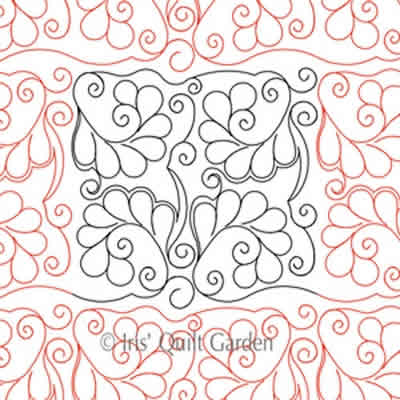 Digital Quilting Design Curly Feathers Block or Panto by Iris QuiltGarden.