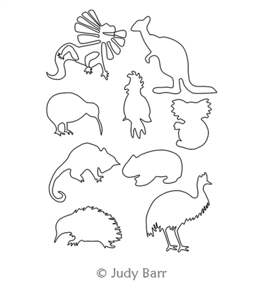 Digital Quilting Design Aussie Animal Motifs Set by Judy Barr.