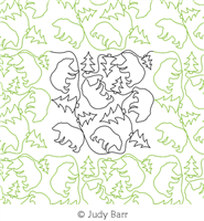 Digital Quilting Design Bears with Trees E2E by Judy Barr.