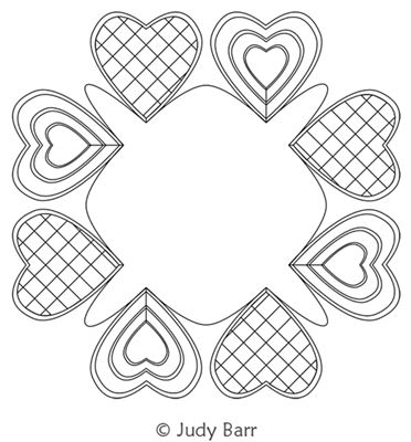 Decorator Heart Block by Judy Barr. This image demonstrates how this computerized pattern will stitch out once loaded on your robotic quilting system. A full page pdf is included with the design download.
