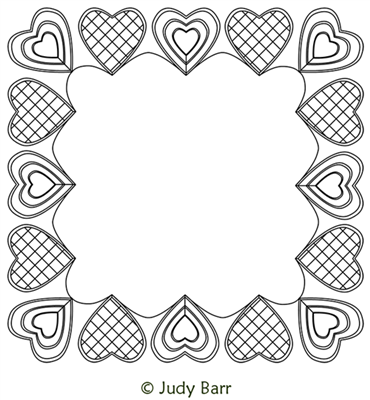 Decorator Heart Frame 2 by Judy Barr. This image demonstrates how this computerized pattern will stitch out once loaded on your robotic quilting system. A full page pdf is included with the design download.