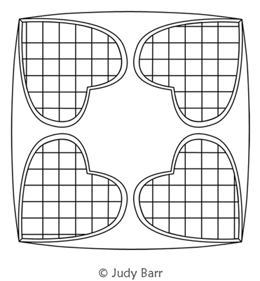 Decorator Heart Square 2 by Judy Barr. This image demonstrates how this computerized pattern will stitch out once loaded on your robotic quilting system. A full page pdf is included with the design download.