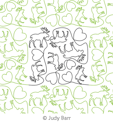 Digital Quilting Design Love My Moose E2E by Judy Barr.