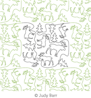 Digital Quilting Design Moose with Trees E2E by Judy Barr.