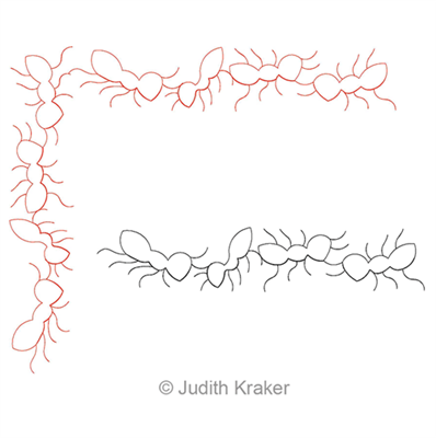 Digital Quilting Design Ants 3 Border and Corner by Judith Kraker.