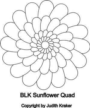 Digital Quilting Design Sunflower Quad Block by Judith Kraker.