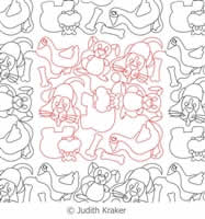 Digital Quilting Design Dog Hippo Rabbit Goose Panto by Judith Kraker.