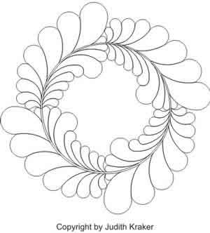 Digital Quilting Design Feather Circle Variation Block by Judith Kraker.