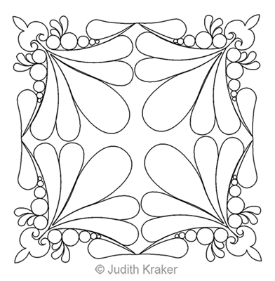 Digital Quilting Design Feathers Circles Block 1 by Judith Kraker.