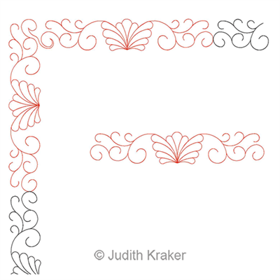 Digital Quilting Design Feathers Swirls 2 Border and Corner by Judith Kraker.