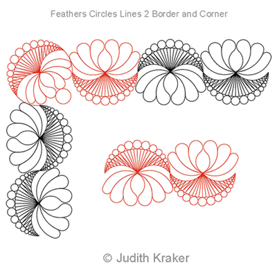 Digital Quilting Design Feathers Circles Lines 2 Border and Corner by Judith Kraker.