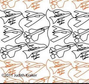 Digital Quilting Design Fighter Jet Panto by Judith Kraker.