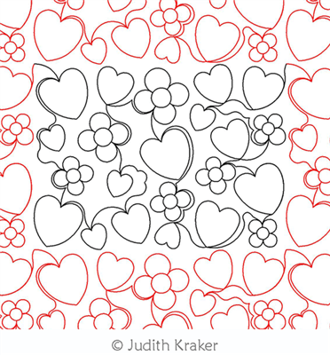 Digital Quilting Design Hearts & Flowers Simple Panto by Judith Kraker.