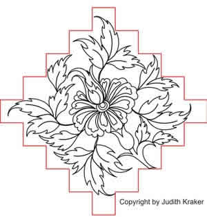 Digital Quilting Design Jacob Flower Triple Chain Block by Judith Kraker.