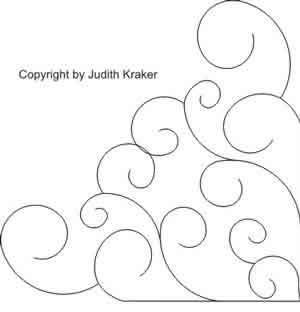 Digital Quilting Design Swirl Corner Quarter Block by Judith Kraker.