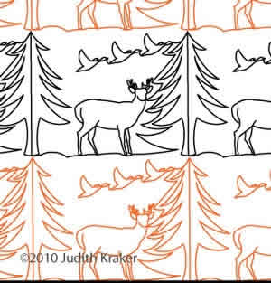 Digital Quilting Design Deer Geese Trees Panto by Judith Kraker.