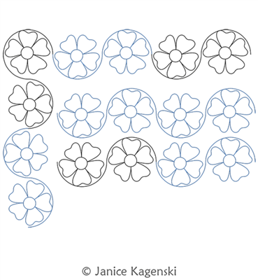 Heart Flower Border and Corner by Janice Kagenski. This image demonstrates how this computerized pattern will stitch out once loaded on your robotic quilting system. A full page pdf is included with the design download.