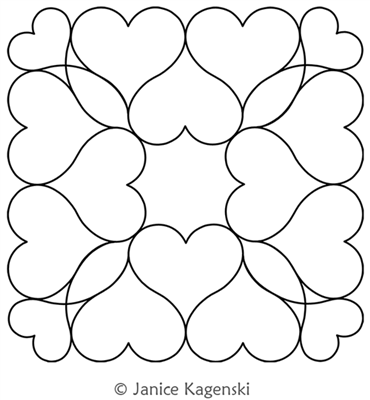 Heart Single Block by Janice Kagenski. This image demonstrates how this computerized pattern will stitch out once loaded on your robotic quilting system. A full page pdf is included with the design download.