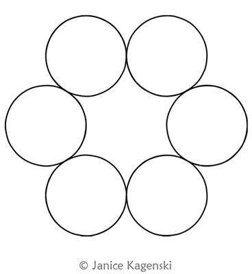 Ring of Circles Overstitch 6 by Janice Kagenski. This image demonstrates how this computerized pattern will stitch out once loaded on your robotic quilting system. A full page pdf is included with the design download.