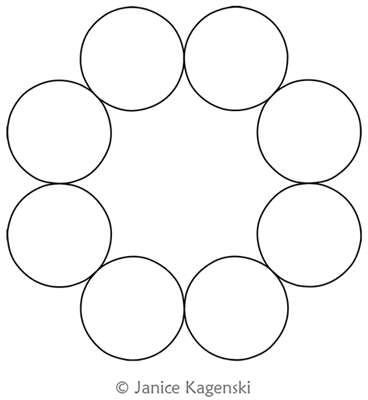 Ring of Circles Overstitch 8 by Janice Kagenski. This image demonstrates how this computerized pattern will stitch out once loaded on your robotic quilting system. A full page pdf is included with the design download.