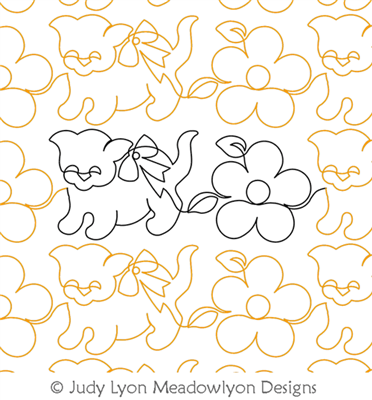 Cats Meow by Judy Lyon. This image demonstrates how this computerized pattern will stitch out once loaded on your robotic quilting system. A full page pdf is included with the design download.