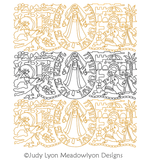 Christ Is Risen Middle Panel by Judy Lyon. This image demonstrates how this computerized pattern will stitch out once loaded on your robotic quilting system. A full page pdf is included with the design download.