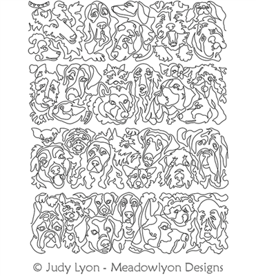Dawgs Panels 1-4 by Judy Lyon. This image demonstrates how this computerized pattern will stitch out once loaded on your robotic quilting system. A full page pdf is included with the design download.