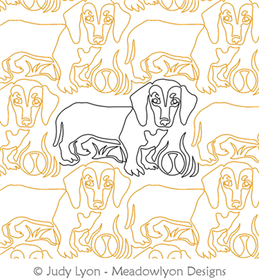 Doggies 1 Dachshund Panto by Judy Lyon. This image demonstrates how this computerized pattern will stitch out once loaded on your robotic quilting system. A full page pdf is included with the design download.