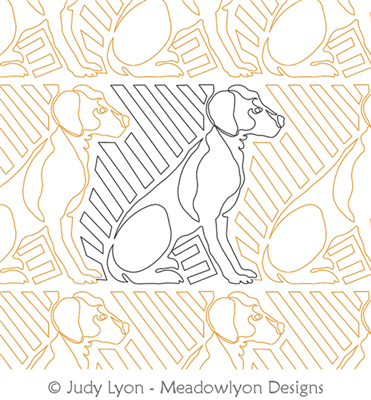 Doggies 2 Labrador Retriever Panto by Judy Lyon. This image demonstrates how this computerized pattern will stitch out once loaded on your robotic quilting system. A full page pdf is included with the design download.