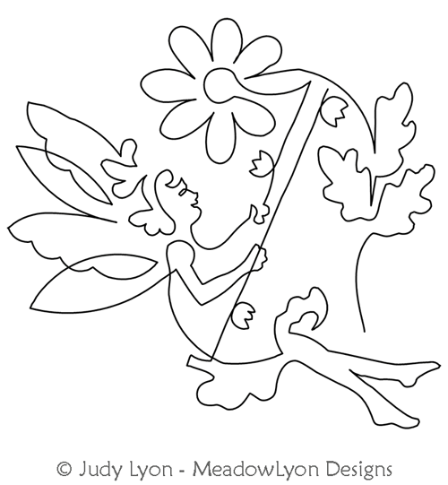 Fairy Spring Autumn by Judy Lyon. This image demonstrates how this computerized pattern will stitch out once loaded on your robotic quilting system. A full page pdf is included with the design download.