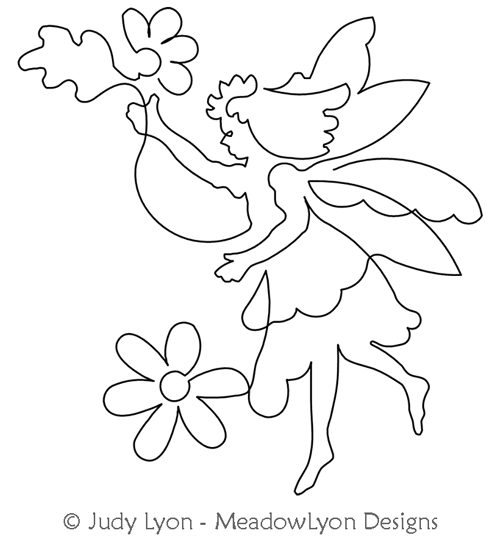 Fairy Spring Blossom by Judy Lyon. This image demonstrates how this computerized pattern will stitch out once loaded on your robotic quilting system. A full page pdf is included with the design download.