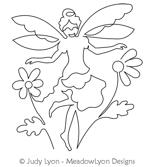 Fairy Spring Iris by Judy Lyon. This image demonstrates how this computerized pattern will stitch out once loaded on your robotic quilting system. A full page pdf is included with the design download.