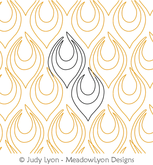 Flame Nouveau by Judy Lyon. This image demonstrates how this computerized pattern will stitch out once loaded on your robotic quilting system. A full page pdf is included with the design download.