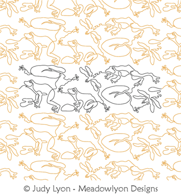 Frog Pond by Judy Lyon. This image demonstrates how this computerized pattern will stitch out once loaded on your robotic quilting system. A full page pdf is included with the design download.