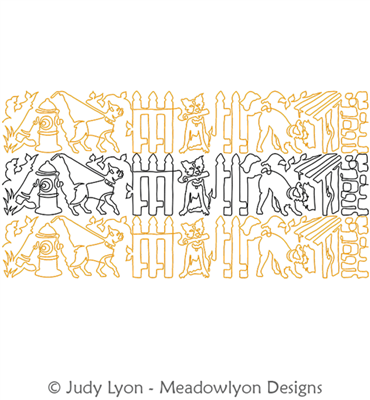 In the Doghouse Panel 3 by Judy Lyon. This image demonstrates how this computerized pattern will stitch out once loaded on your robotic quilting system. A full page pdf is included with the design download.