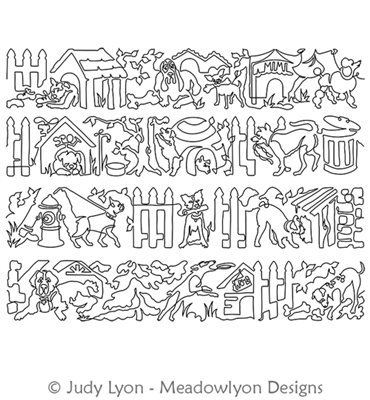 In the Doghouse Panel Set 1-4 by Judy Lyon. This image demonstrates how this computerized pattern will stitch out once loaded on your robotic quilting system. A full page pdf is included with the design download.