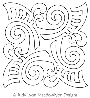 Maori Moko Block 2 by Judy Lyon. This image demonstrates how this computerized pattern will stitch out once loaded on your robotic quilting system. A full page pdf is included with the design download.
