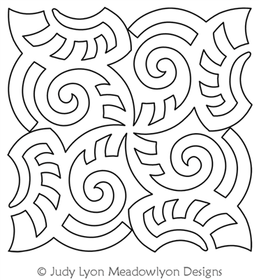 Maori Moko Block 4 by Judy Lyon. This image demonstrates how this computerized pattern will stitch out once loaded on your robotic quilting system. A full page pdf is included with the design download.