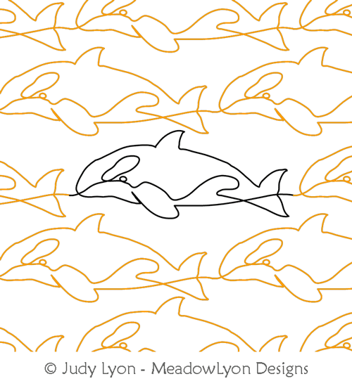 Orca Sashing  by Judy Lyon. This image demonstrates how this computerized pattern will stitch out once loaded on your robotic quilting system. A full page pdf is included with the design download.