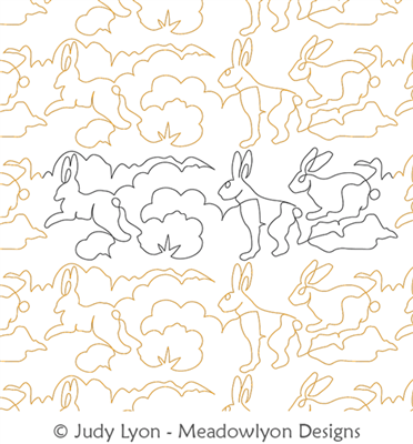 Rabbit Run Panto by Judy Lyon. This image demonstrates how this computerized pattern will stitch out once loaded on your robotic quilting system. A full page pdf is included with the design download.