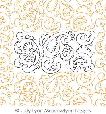 Scottish Paisley by Judy Lyon. This image demonstrates how this computerized pattern will stitch out once loaded on your robotic quilting system. A full page pdf is included with the design download.